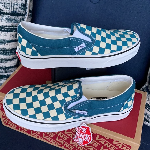 Vans Classic Slip-On Checkerboard Blue Coral/True White WMNS - Picture 11 of 16